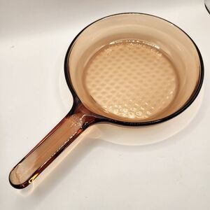 Corning Ware Visions 7 Inch Waffle Bottom Frying Pan Skillet Amber EUC